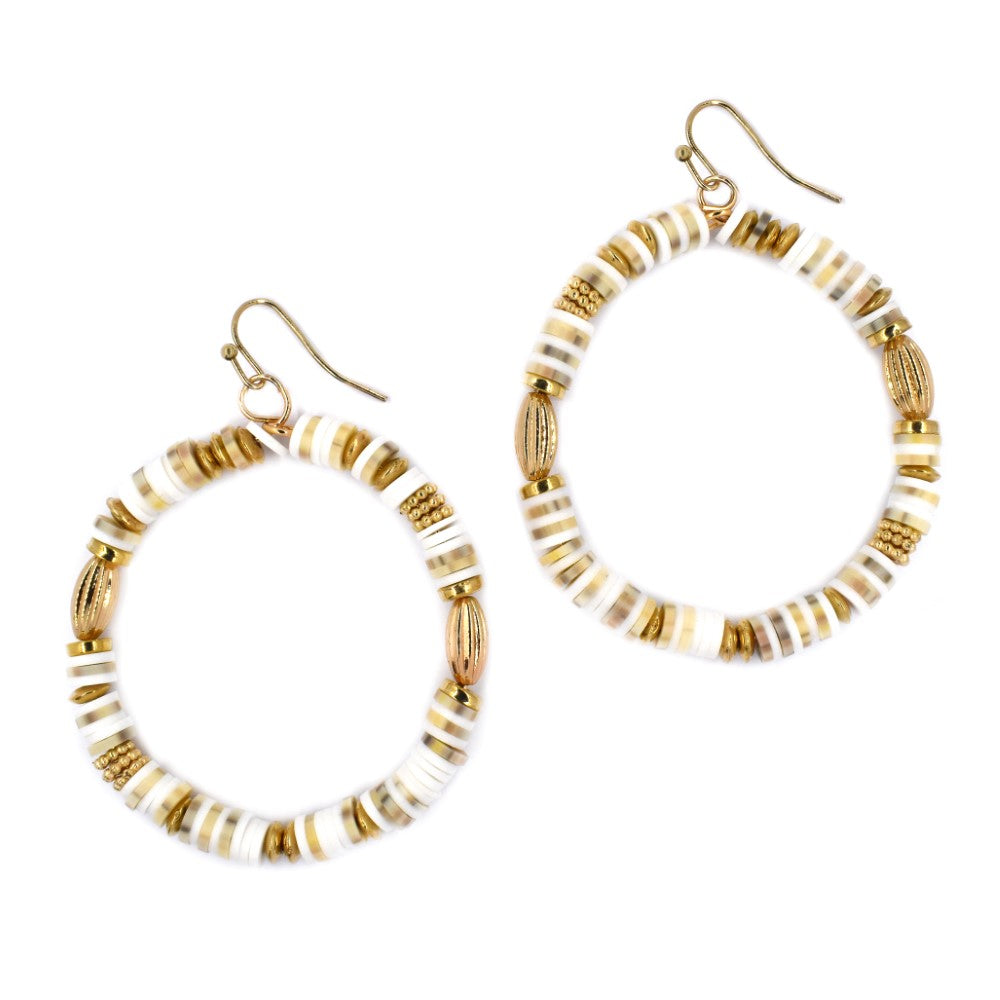 Beaded O drop hoop fashion earring - YE4272