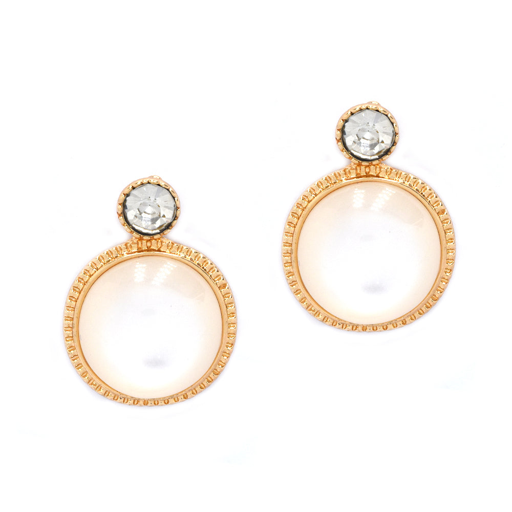Clip on earring with white round stone fashion earring - YE4770