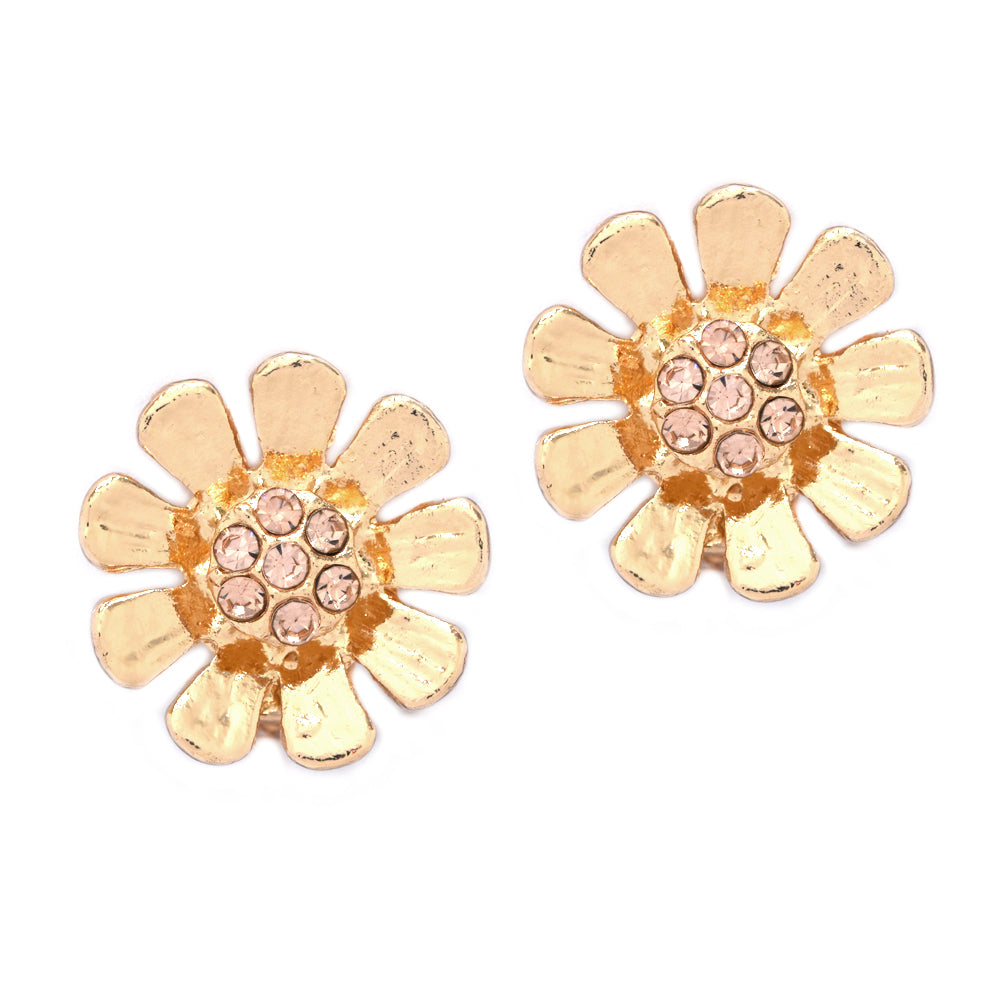 Gold plated flower clip on fashion earring - YE4777