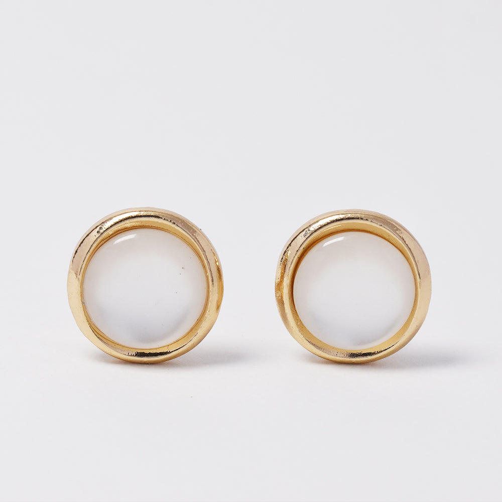 Round white stone clip on fashion earring - YE4781