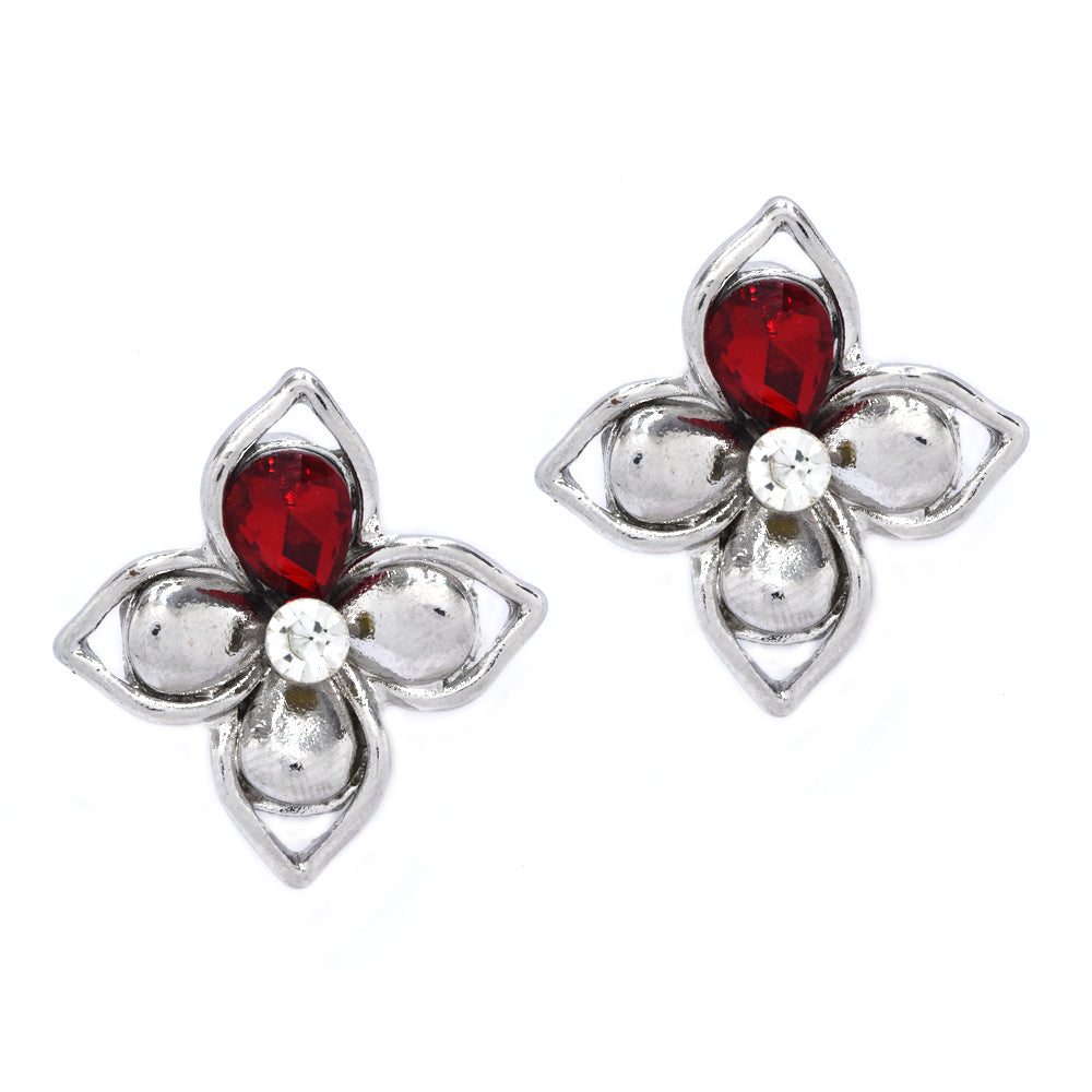 Crystal flower petal clip on fashion earring - YE4783