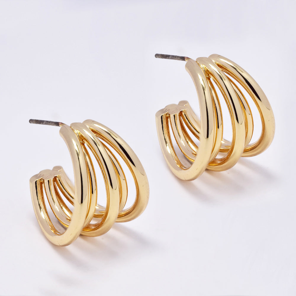 Layered half hoop stud fashion earrings - YE5078