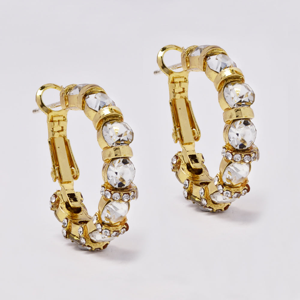 Gold plated rhinestone hoop fashion earrings - YE5081