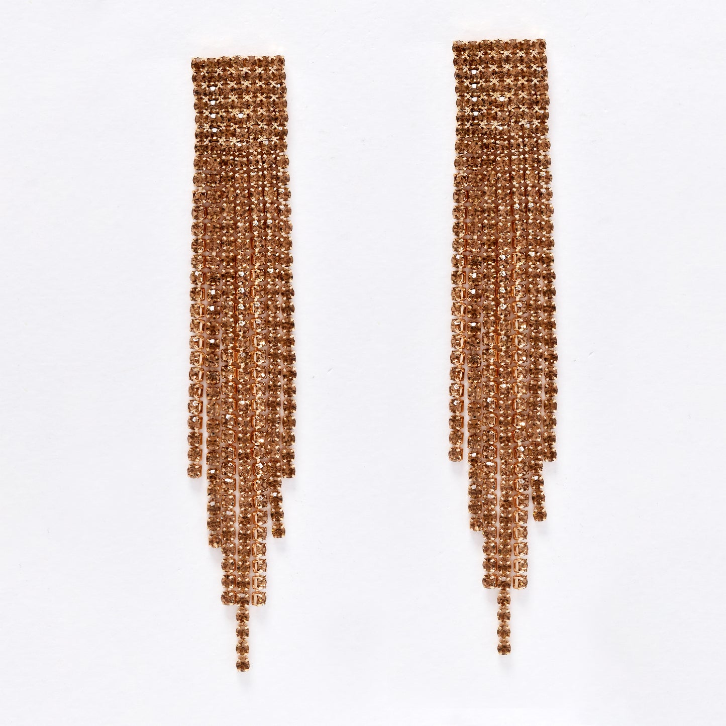 YE6213 - Diamante rose gold plated waterfall earrings