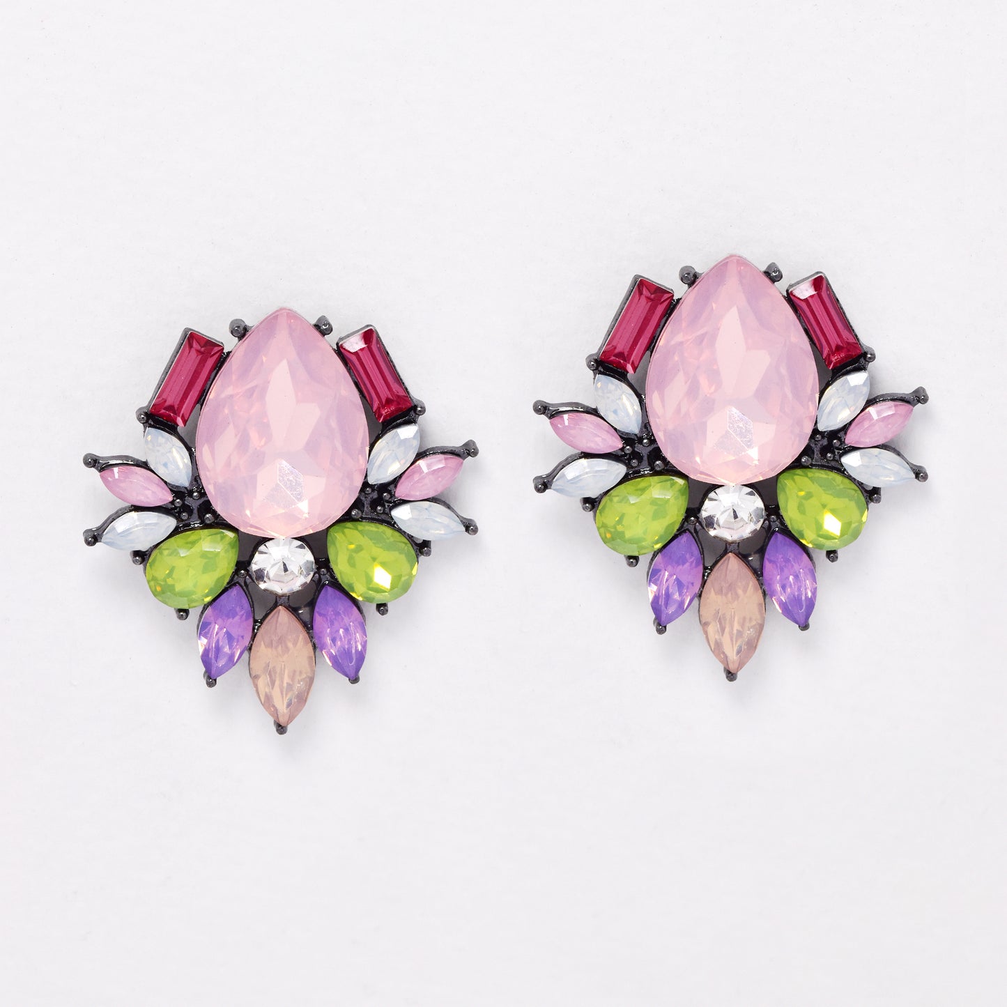 YE6693 - Fashion 34.5mm x 29mm multicolour stone earring