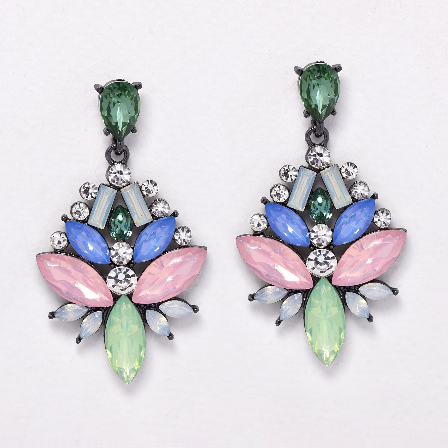 YE6695 - Fashion 50mm x 30mm multicolour stone earring
