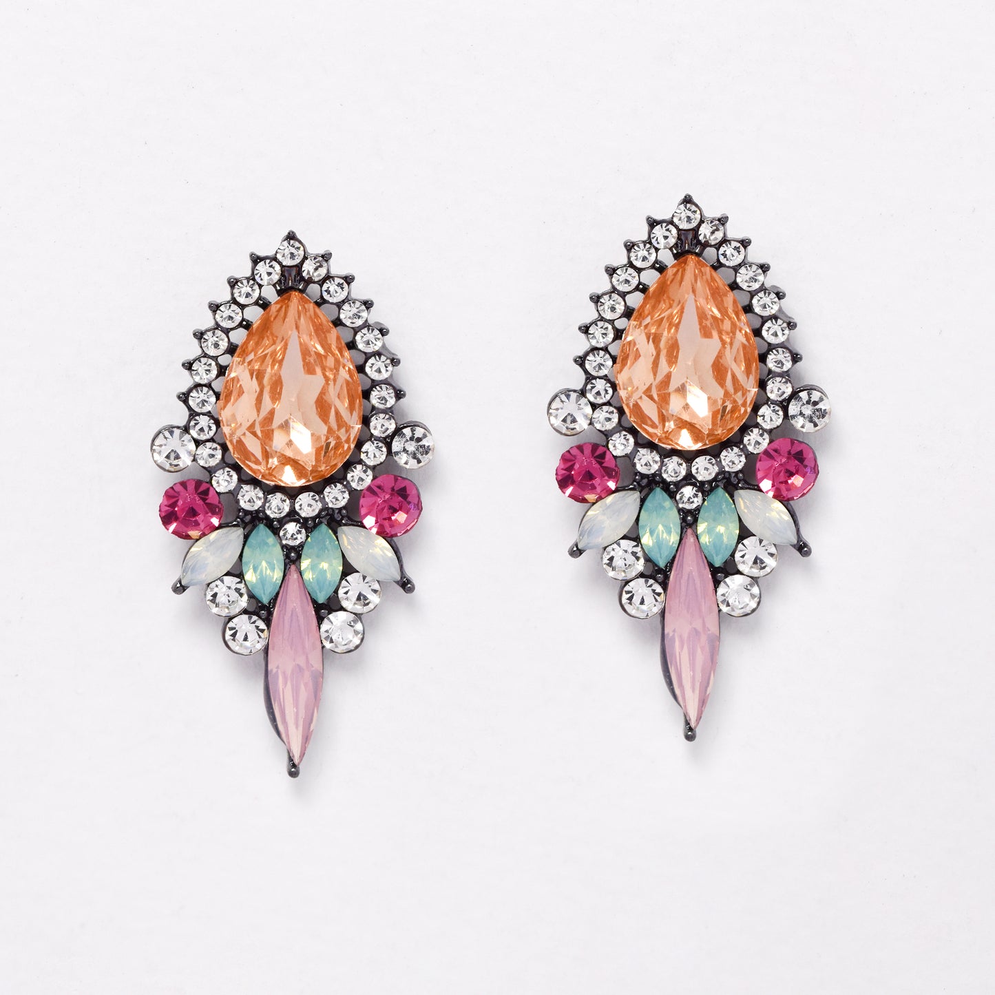 YE6696 - Fashion 40mm x 20mm multicolour stone earring