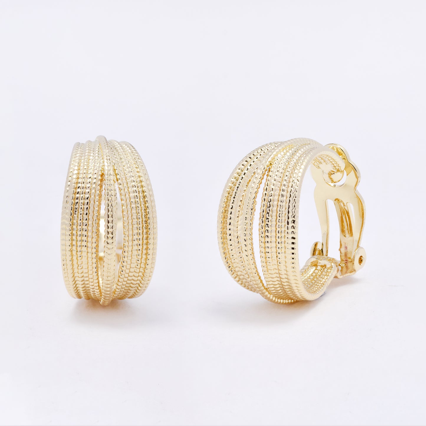 YE7705 - Multi strand clip-on hoop earring