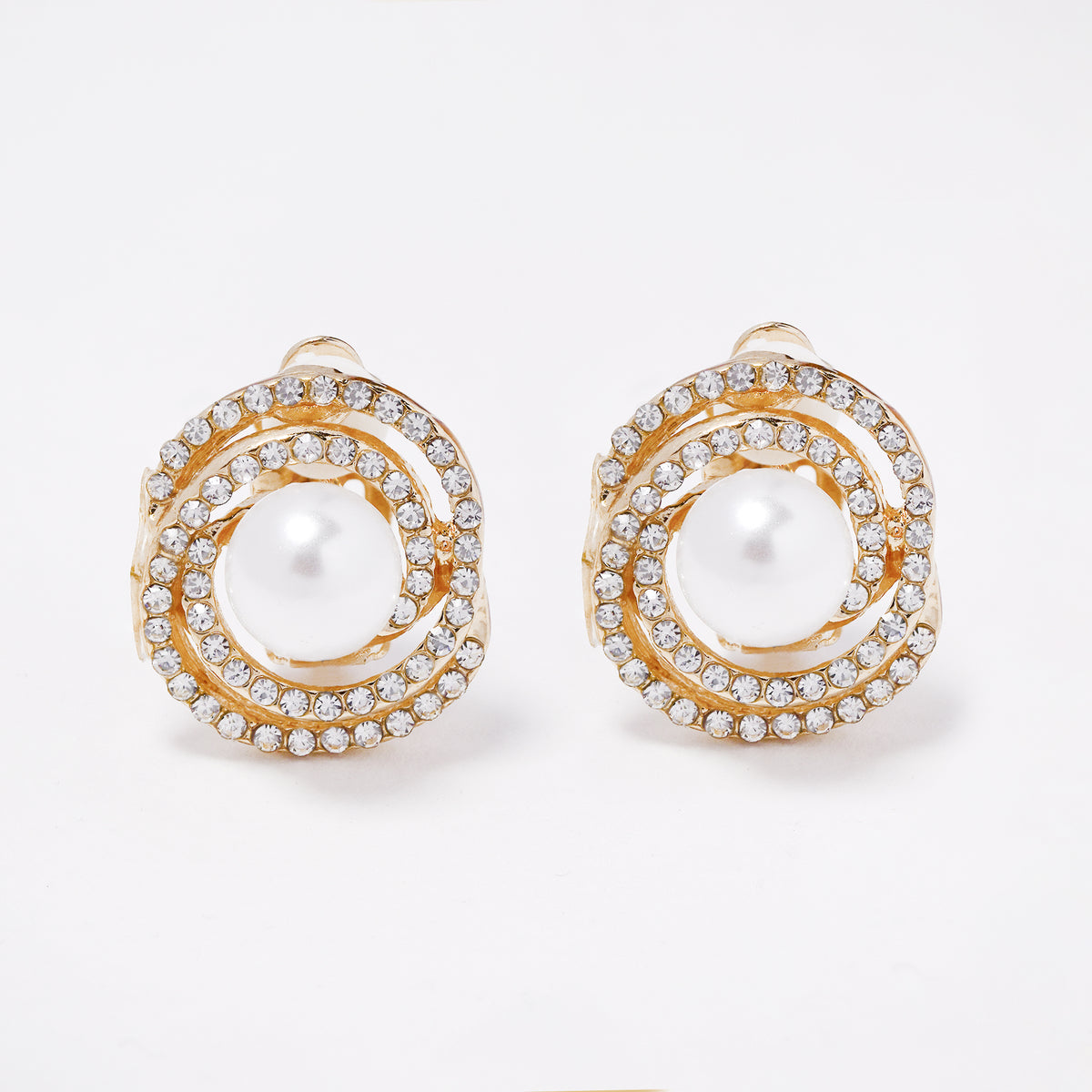 YE7810 - Faux pearl & CZ 20mm x 18mm clip-on earring