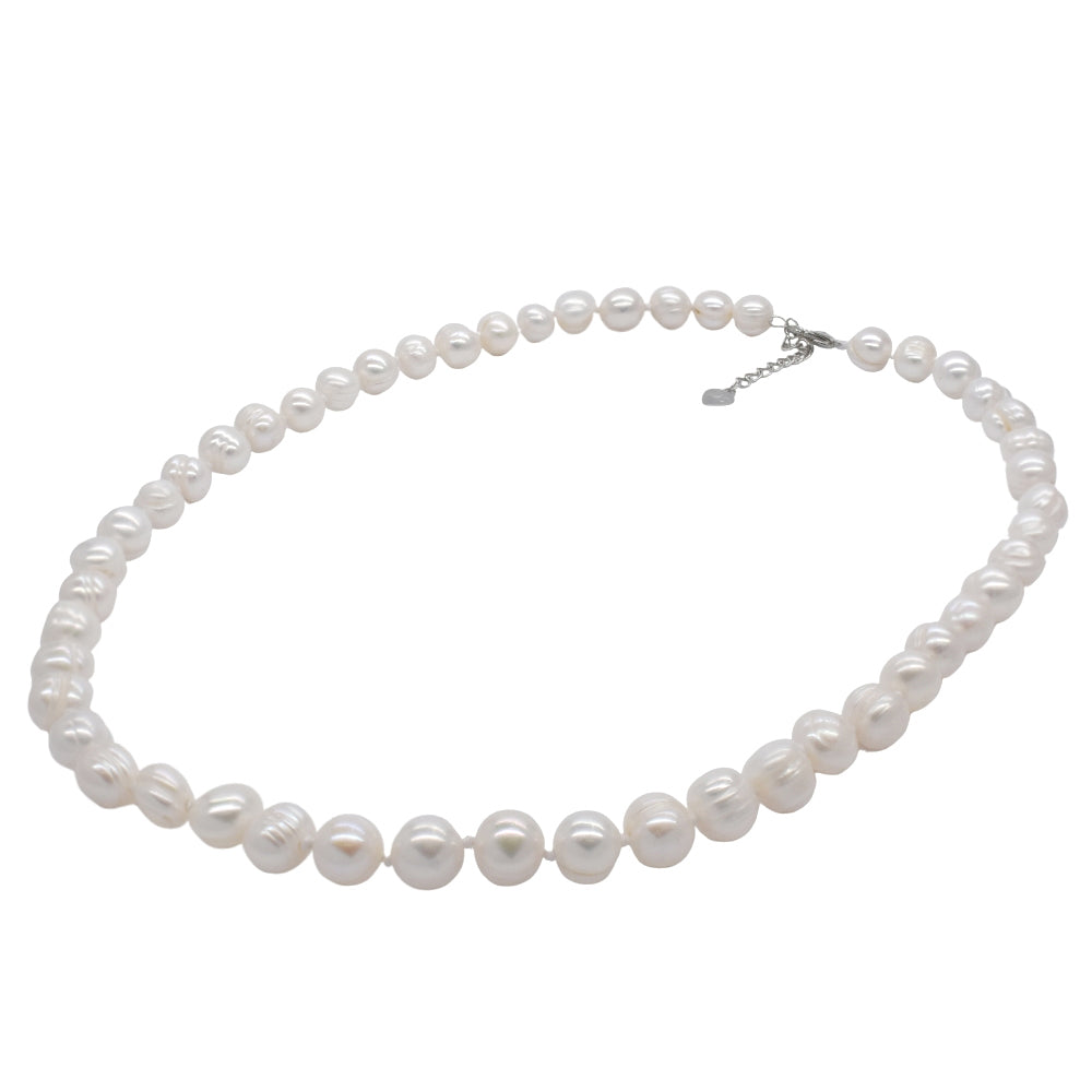 8mm White freshwater pearl necklace with extension chain - YN3111