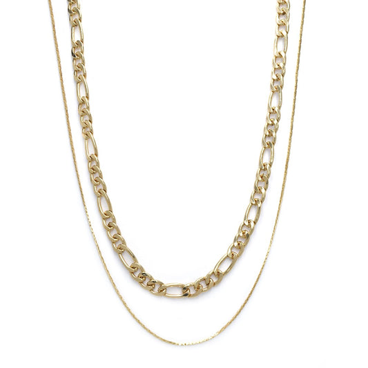 Fashion gold plated figaro and snake chain set
