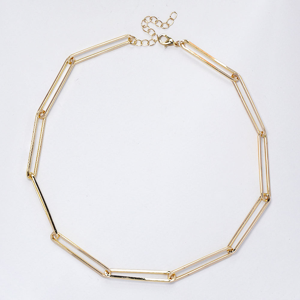 Fashion gold plated paperclip link chain - YN4349
