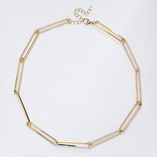 Fashion gold plated paperclip link chain