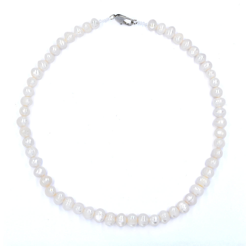 White 8mm freshwater pearl 46cm necklace - YN4741