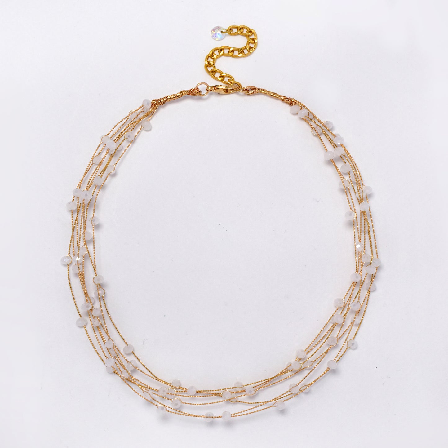 Interwined multi strand floating bead fashion necklace - 40+5cm - YN5290