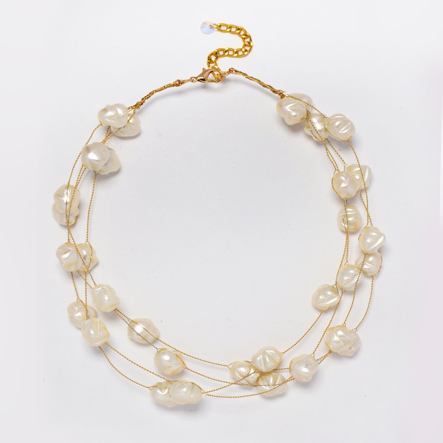 Intertwined multi strand irrregular shaped faux pearl necklace - YN5310