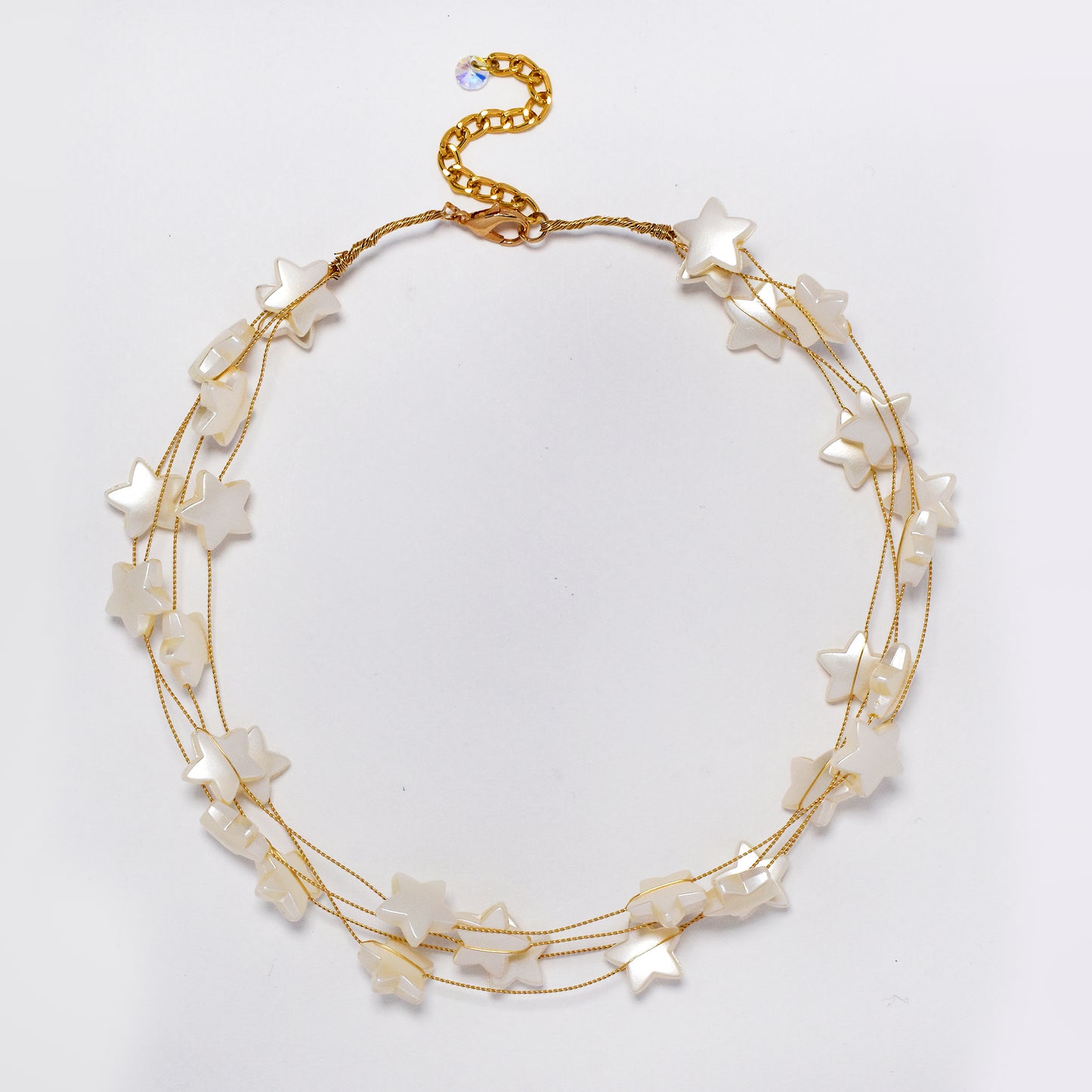 Intertwined multi strand star shaped faux pearl necklace - YN5314