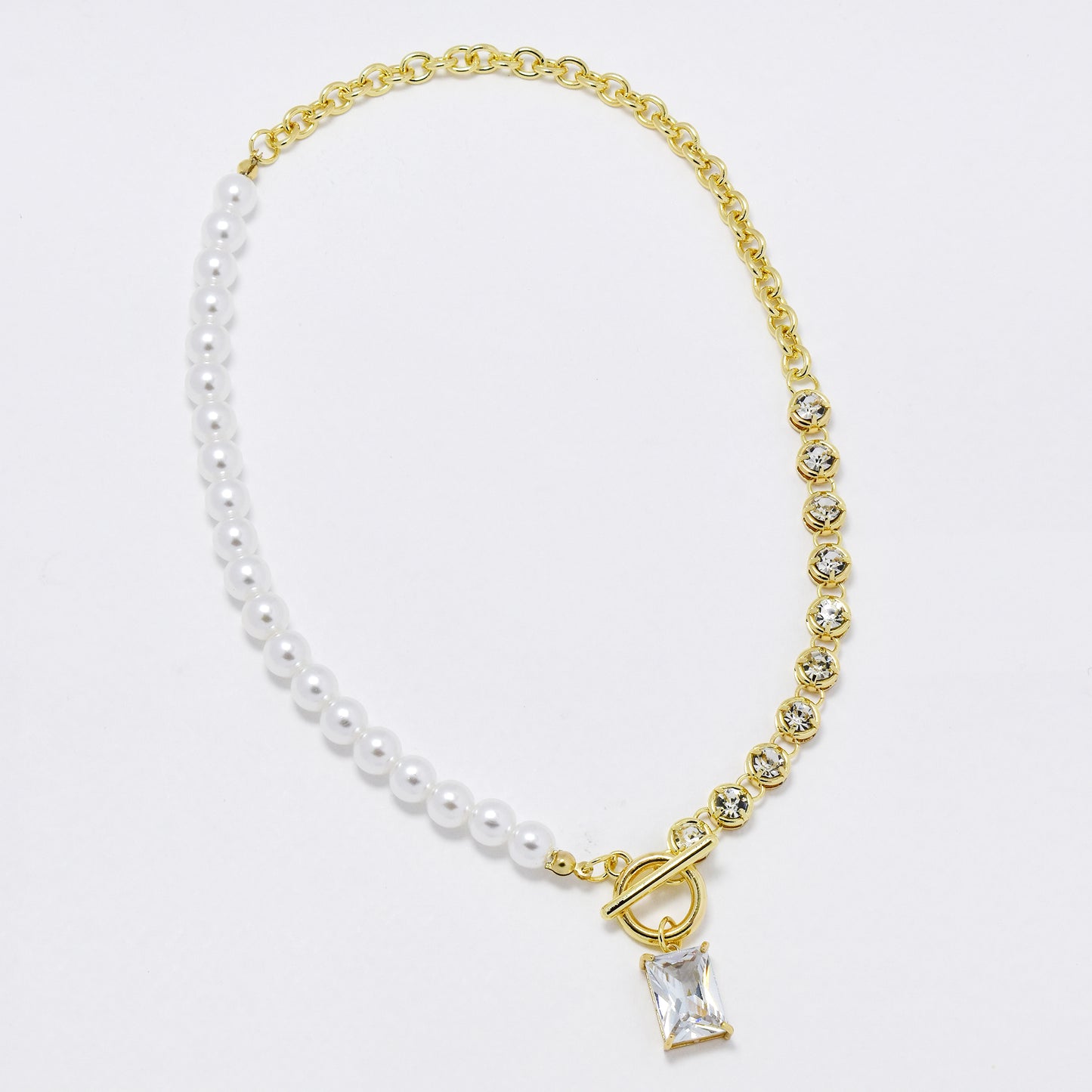 YN6313 - Fashion faux pearl & crystal statement necklace