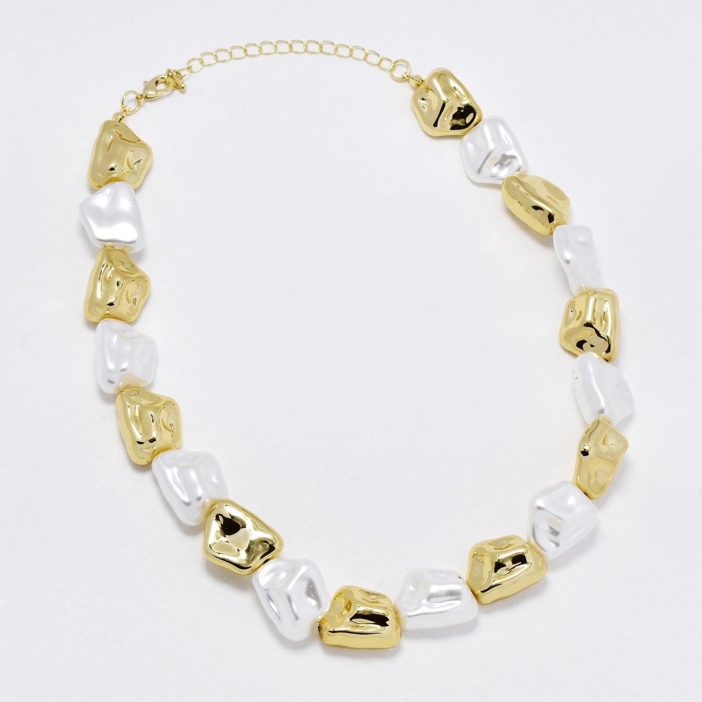 YN6314 - Fashion organically shaped faux pearl statement necklace