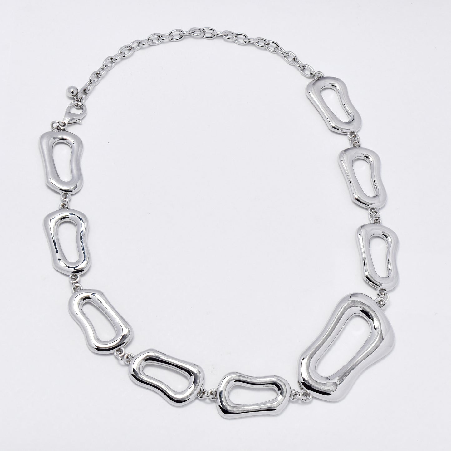 YN6319 - Fashion organic oval link statement necklace