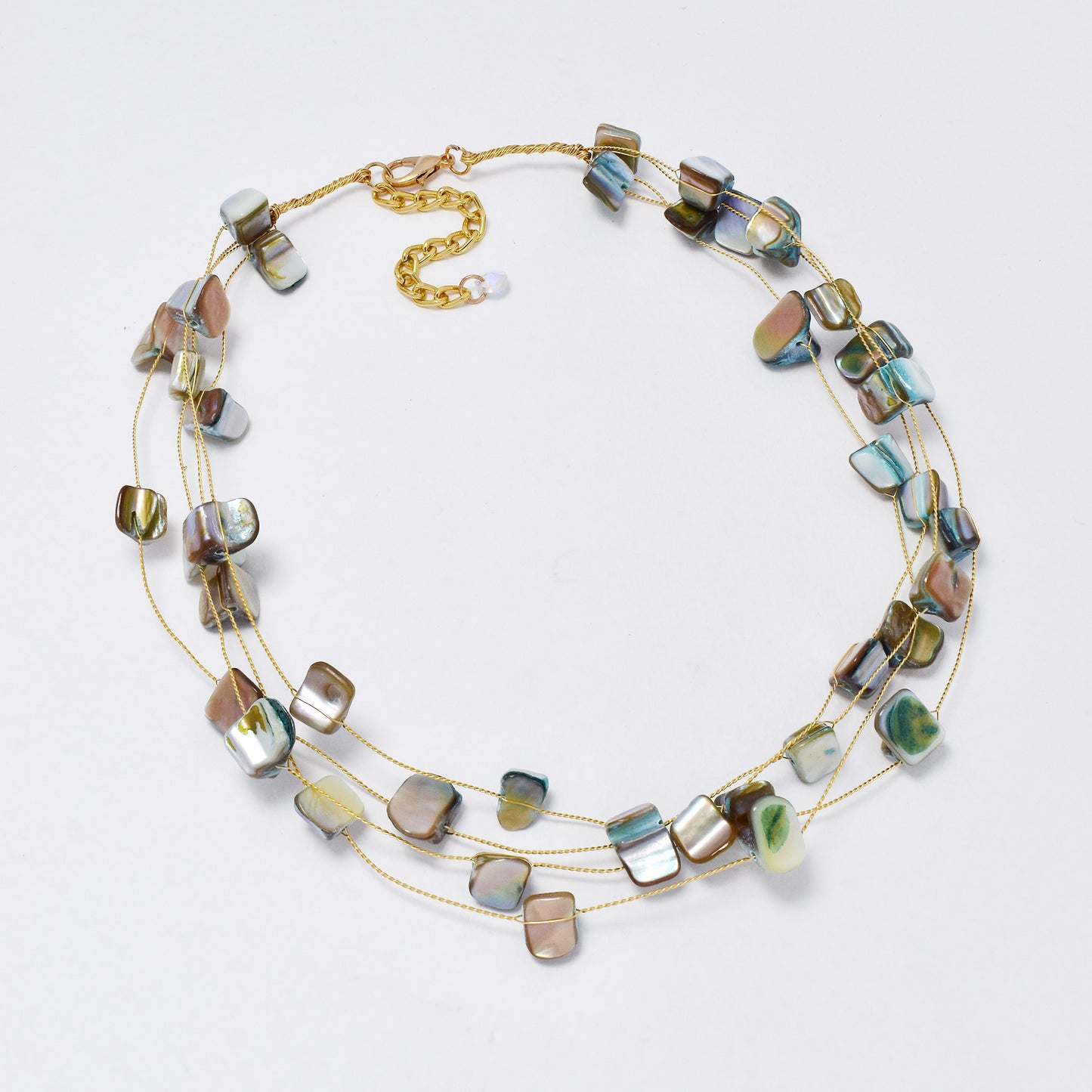 YN6359 - Fashion organically shaped colour stone necklace