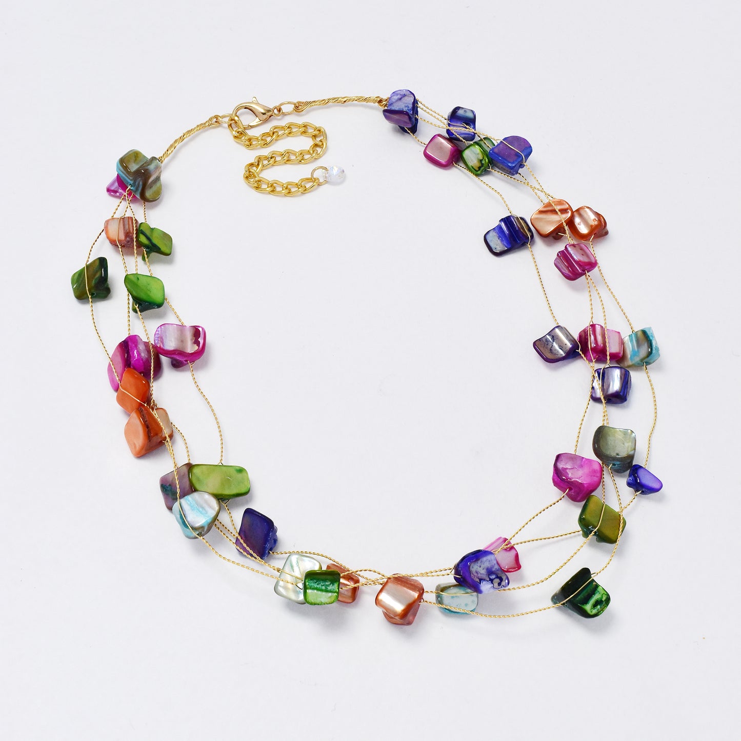 YN6359 - Fashion organically shaped colour stone necklace