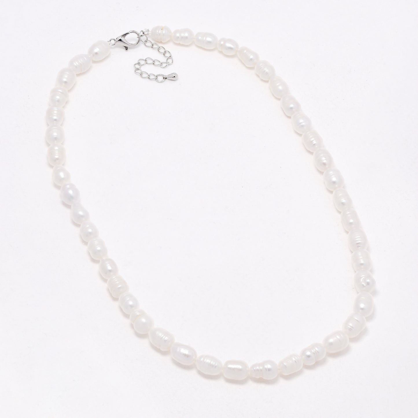 YN6692 - Freshwater pearl necklace - 45cm + 4.5cm length, 8-10mm x 7mm pearls