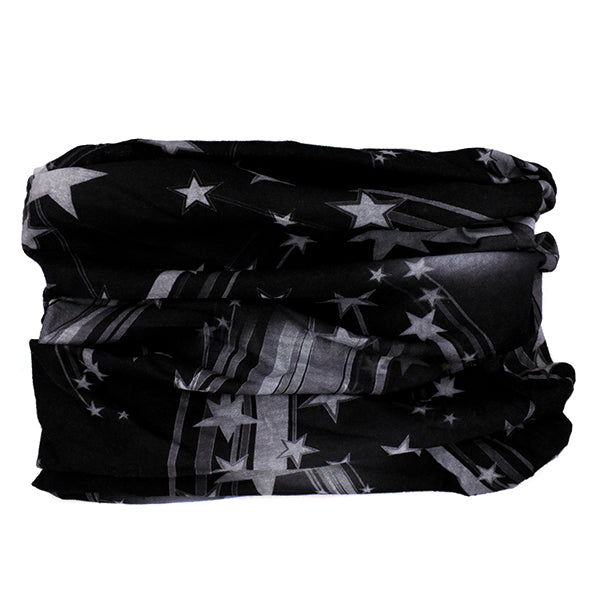 Black and white stars and lines print buff