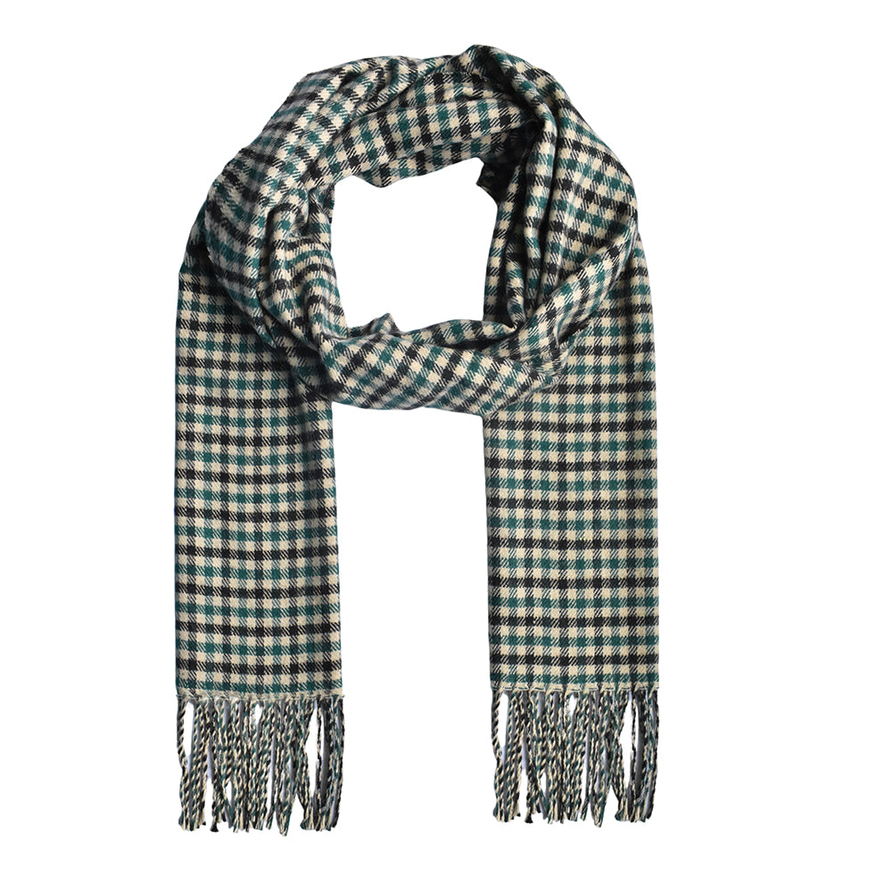 YS3121-GRN - Vintage check tassel scarf - Green