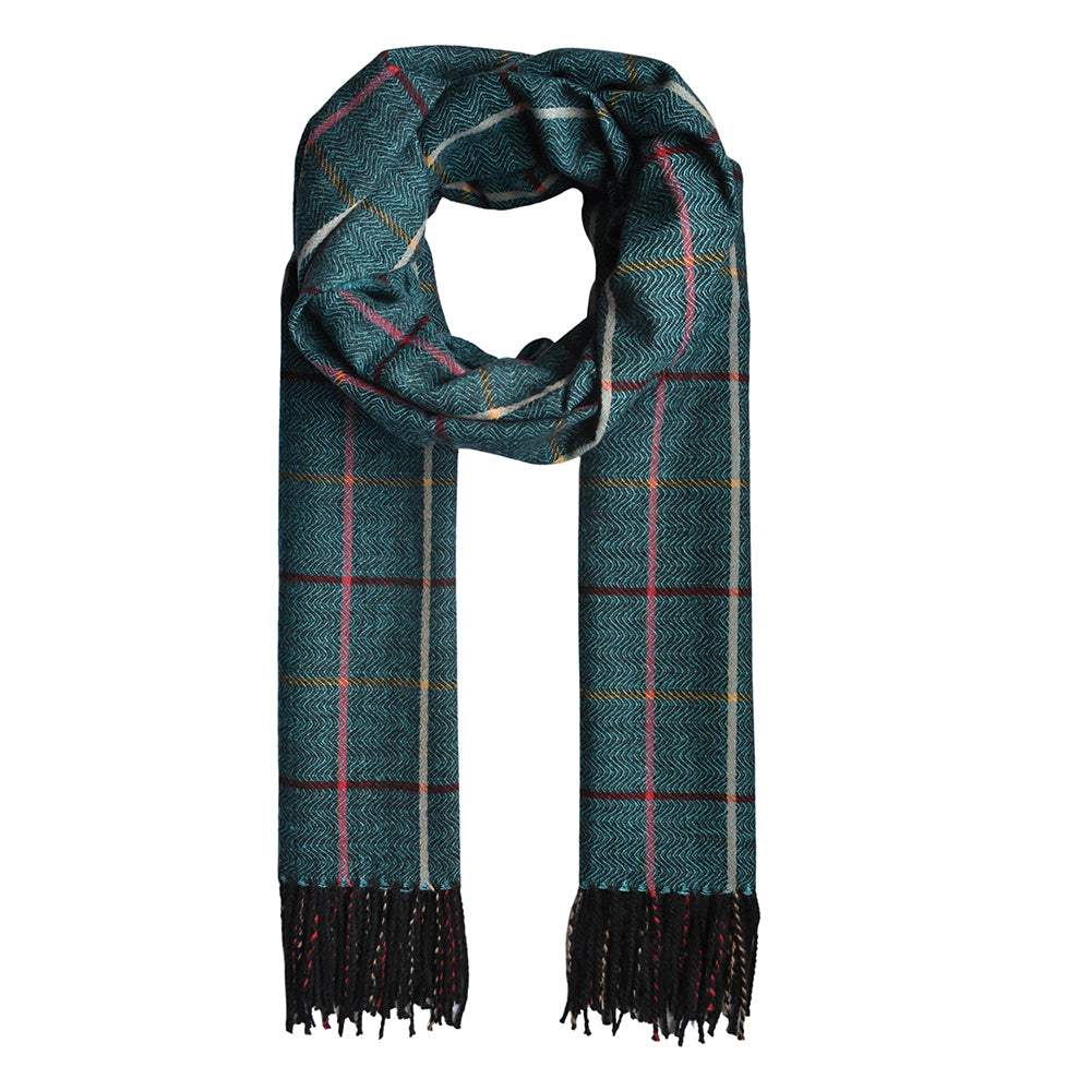 Fine check print tassel scarf - YS3130