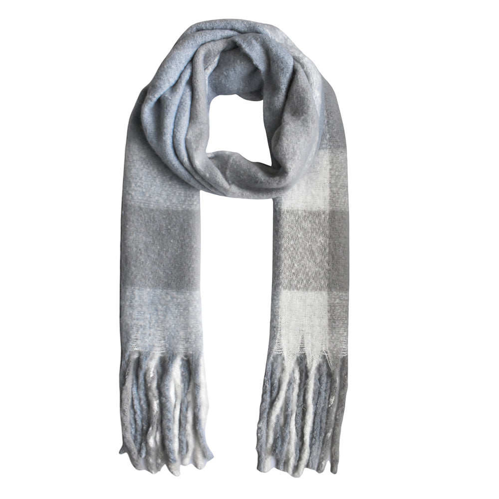 Wide check heavyweight tassel scarf - YS3131