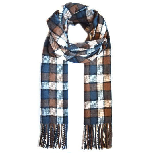 Checkered print soft fleece scarf