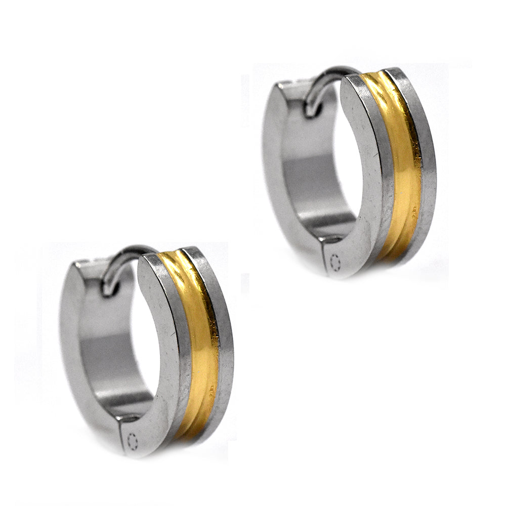 Stainless steel two tone huggie - SSGE7536