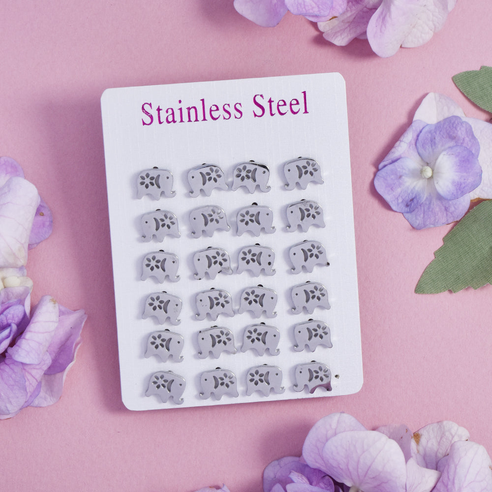 Stainless steel elephant studs 12pk