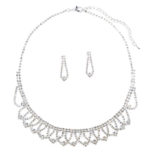 Chain link diamante necklace and earring set