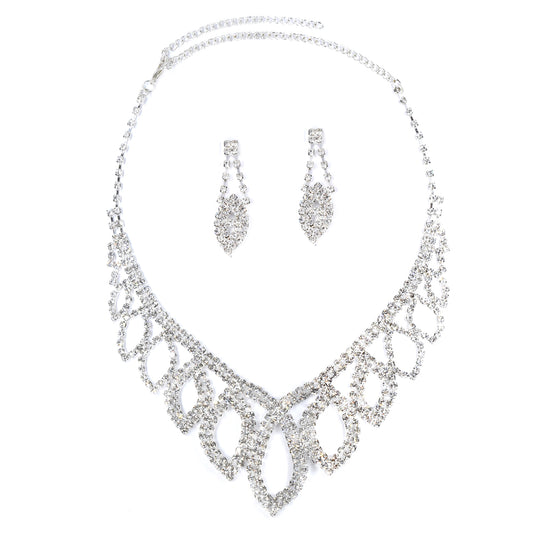 Diamante teardrop neck and earring set