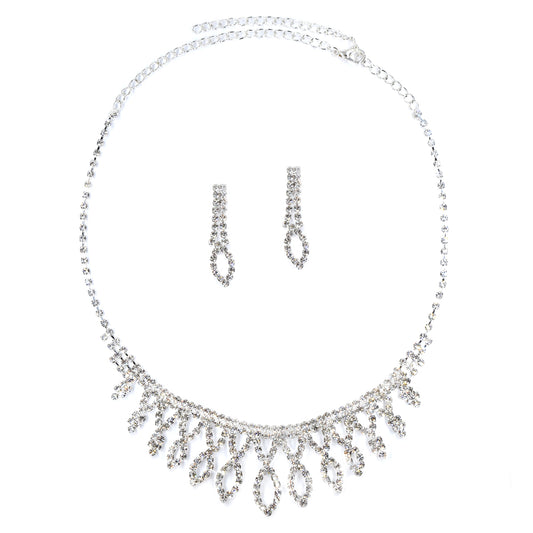 Crystal twist styled necklace and earring set