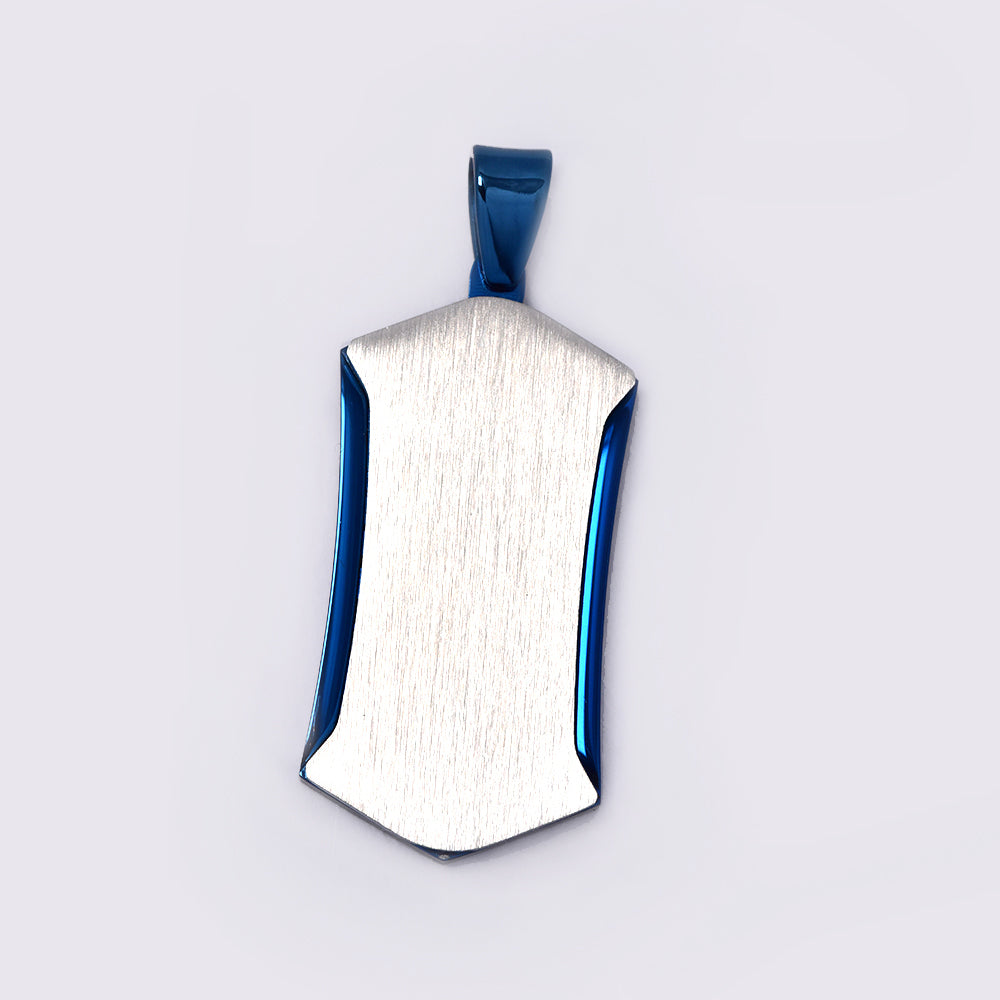 Stainless steel blue & silver dog tag pendant - AB11827I