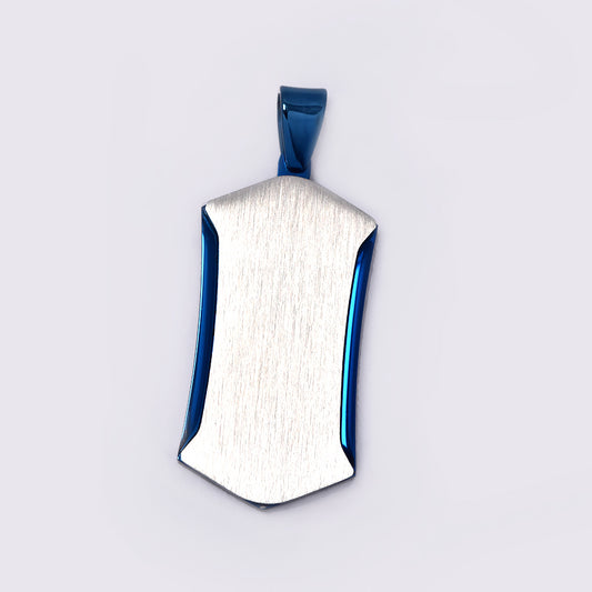 Stainless steel blue & silver dog tag pendant - AB11827I