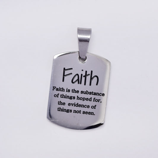 Stainless steel "Faith" inscription disc pendant - AB11852I