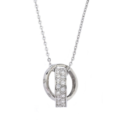 Premium cubic zirconia interlinked ring necklace
