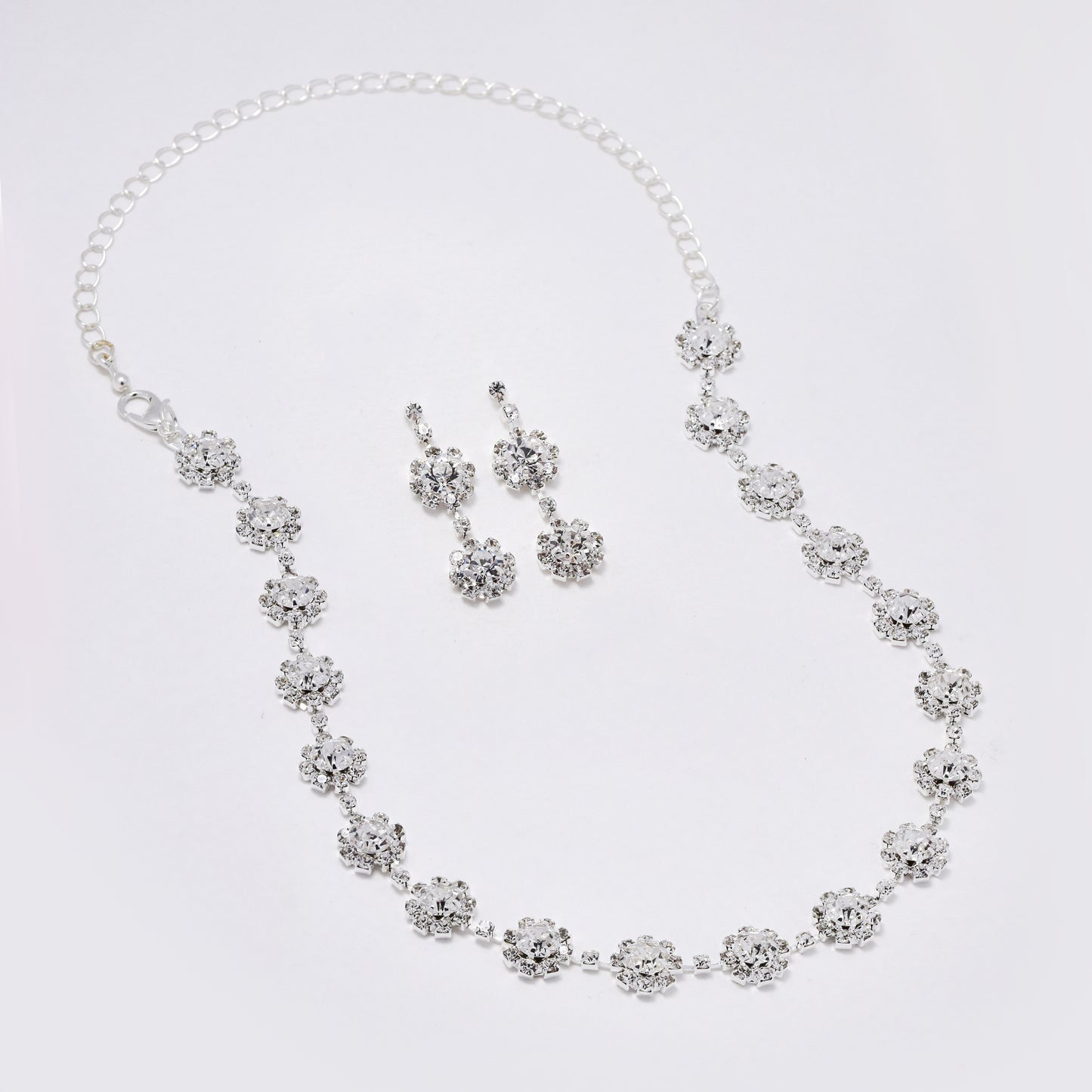 YST6364 - Fashion diamante flower choker necklace and earring set