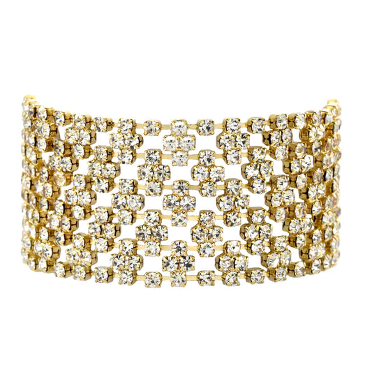Fashion crystal cut diamond mesh broad bracelet - ABB2027