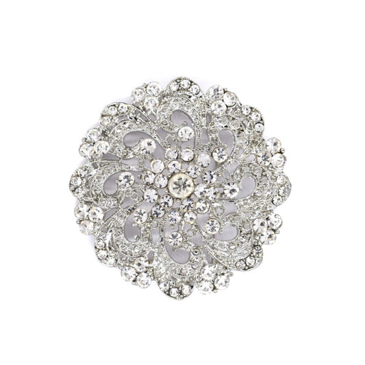 Fashion Crystal large round filigree brooch - ABBR1012