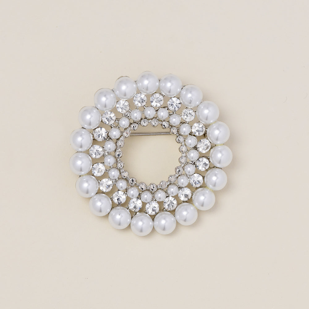 Fashion classic pearl and crystal wreath brooch - ABBR1014