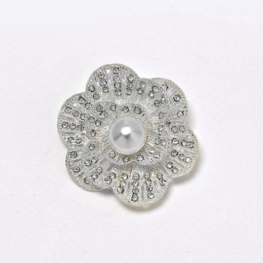 Fashion Pearl and diamante swirl flower brooch