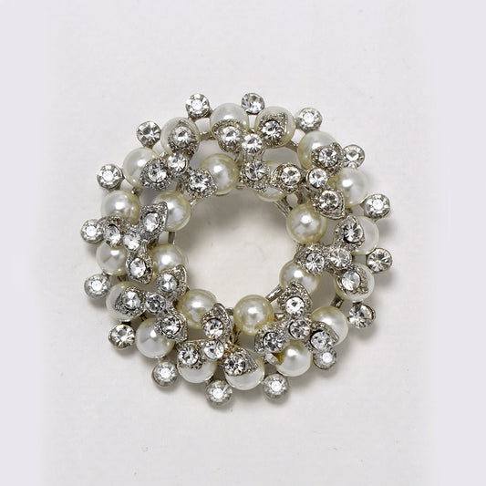 Fashion Pearls and diamante wreath brooch - ABBR1017