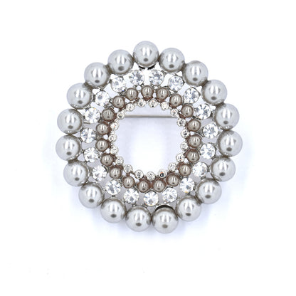 Fashion classic pearl and crystal wreath brooch - ABBR1014