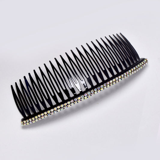 Black large AB crystal hair comb - ABH1017