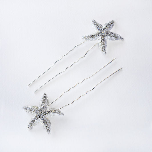 2 Pack crystal starfish hair pin - ABH1036